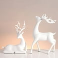 thumbnail image 1 of 2Pcs Christmas Reindeer Figurines Resin Couple Deer Sculptures Deer Figurines Home Decor Mini Xmas Deer Statue Animal Table Centerpiece Crafts Ornament for Living Room Office Decor Christmas Deer, 1 of 6