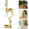 thumbnail image 1 of 2Pcs Christmas Reindeer Figurines Resin Couple Deer Sculptures Deer Figurines Home Decor Mini Xmas Deer Statue Animal Table Centerpiece Crafts Ornament for Living Room Office Decor Christmas Deer, 1 of 8