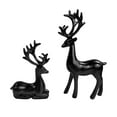 thumbnail image 1 of 2Pcs Christmas Reindeer Figurines, Resin Elk Sculpture Miniature Figurine Xmas Deer Statue Artificial Animal Crafts Home Decoration Ornament (Black B), 1 of 9
