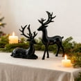 thumbnail image 1 of 2Pcs Christmas Resin Elk Figurines Deer Wine Cabinet Ornaments Lucky Sitting and Standing Deer Statues Black Resin Elk Ornaments,Christmas Desktop Decors Christmas New Year Gift (Black), 1 of 7