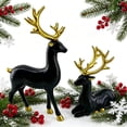 thumbnail image 1 of 2Pcs Christmas Resin Elk Figurines Deer Wine Cabinet Ornaments Lucky- Sitting and Standing Deer Statues Golden Resin Elk Ornaments,Christmas Desktop Decors Christmas New Year Gift (Gold), 1 of 10