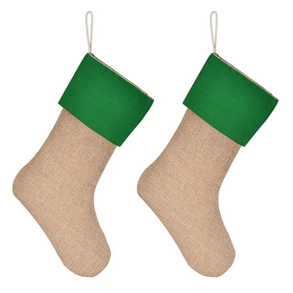 2Pcs Christmas Tree Pendant Large Burlap Socks for Festival Home Decoration Colorful Present Bag Window Ornament