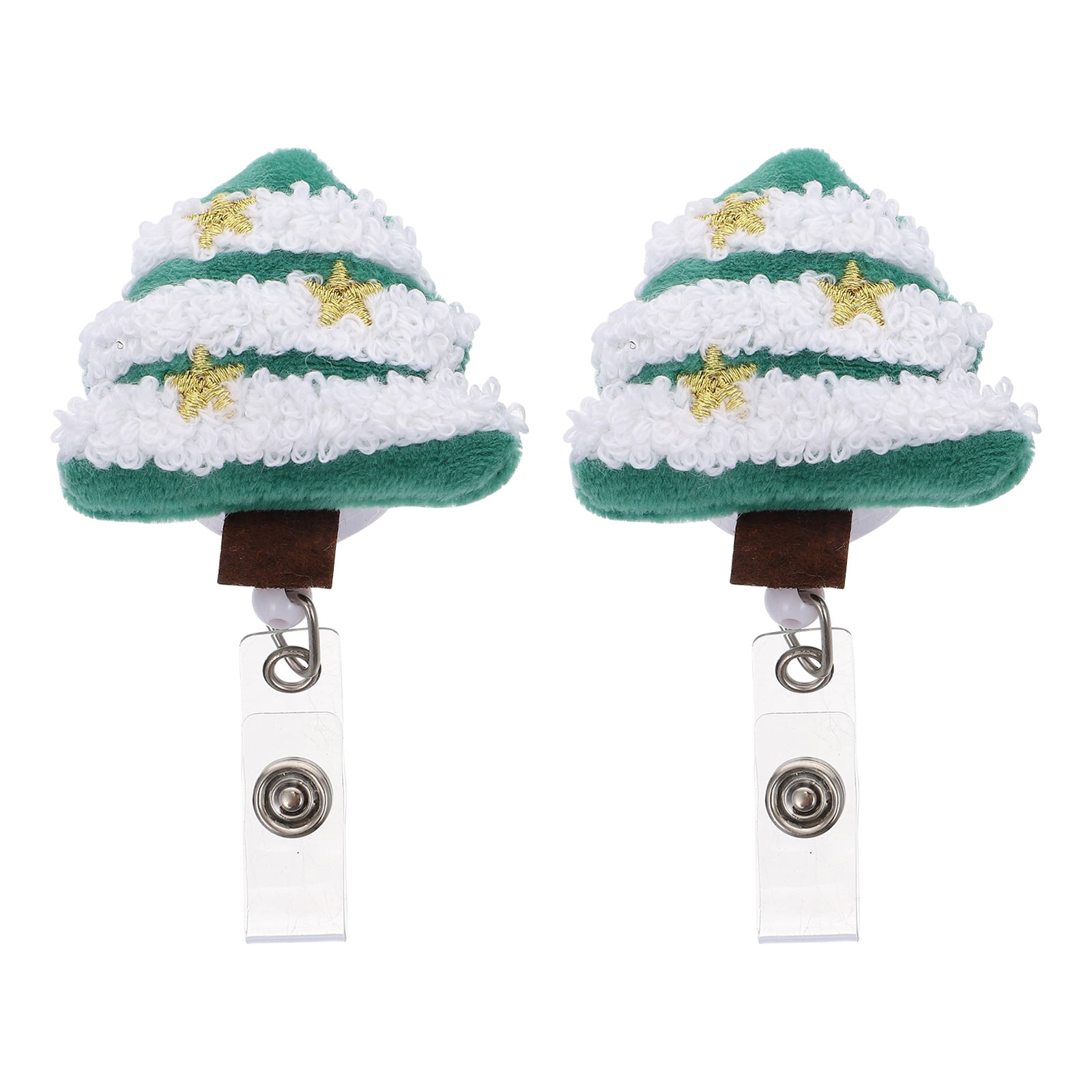 2Pcs Christmas Treeshaped Badge Holders Clips Lovely Xmas Badge Clips