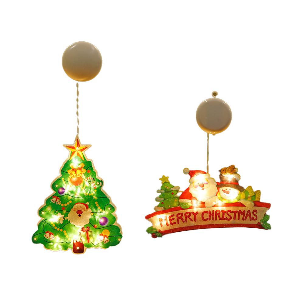 2Pcs Christmas Window Decoration Lights, Battery Operated Christmas Indoor Lights Window Hanging