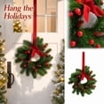 thumbnail image 1 of 2Pcs Christmas Wreath Door Hanger, 11.02 Inch Artificial Pine Wreath with Red Berries, Pinecones & Velvet Bow, Festive Hanging Wreath for Front Door Wall Closet Holiday Decor, 1 of 9