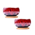 thumbnail image 1 of 2Pcs Circular Glazed Ceramic Pottery Planter Set UniqueColor Blend Succulent Garden Pot Display Flower Pots Happy 2026!, 1 of 5