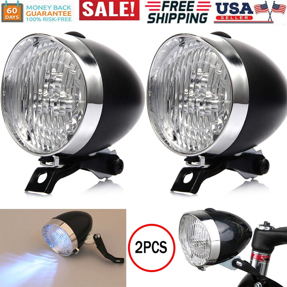 2Pcs Classical Vintage 3LED Bike Headlight Bicycle Retro Light Front Head Lamps