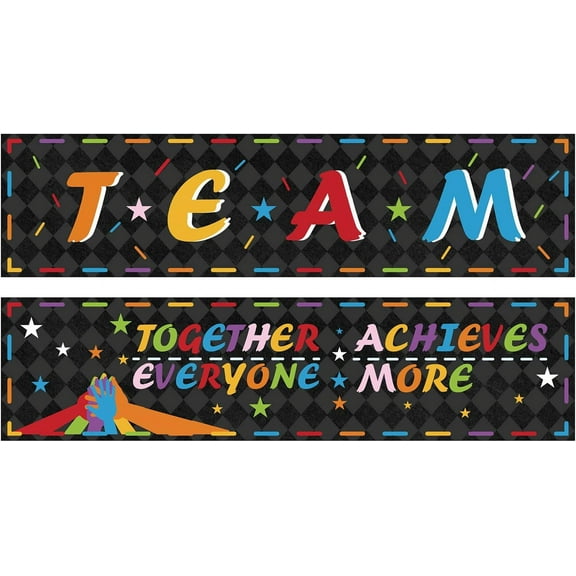 2Pcs Classroom Banner Team Motivational Posters Welcome Back To School Teacher Appreciation Adhesive Classroom Decorations Sets for Wall Decoration Elementary Middle High School 39 x 10Inch 1set