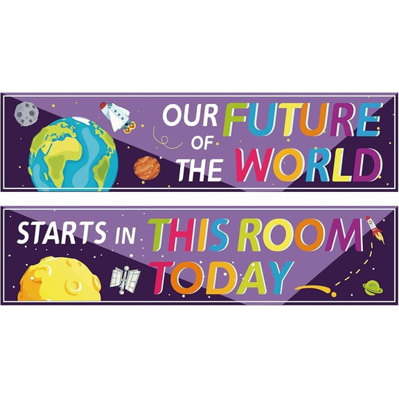 2Pcs Classroom Banners Motivational Banner Posters Adhesive Stickers Welcome Back Decorations for Teachers Appreciation for Pre School Elementary Middle School 39 x 10Inch for DIY