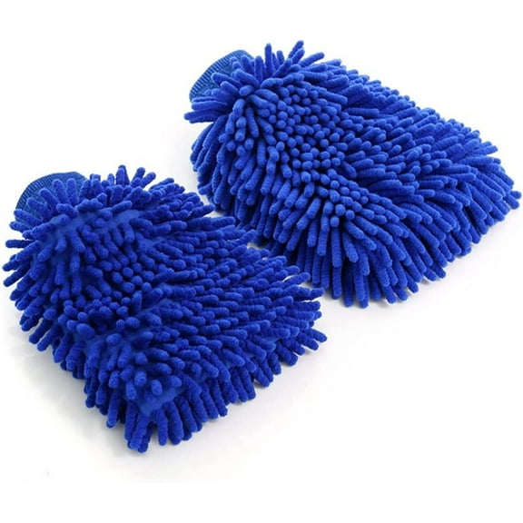 2Pcs Cleaner Microfiber Chenille Car Styling Moto Wash Vehicle Auto Cleaning Mitt Glove Equipment Detailing Cloths Home Duster (Color : Blue 2pcs)