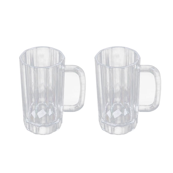 2Pcs Clear Acrylic Durable Drinking Mug w/Handle 520ml