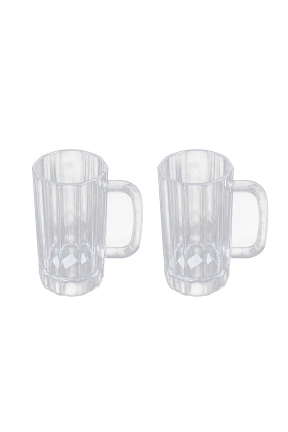 2Pcs Clear Acrylic Durable Drinking Mug w/Handle 520ml