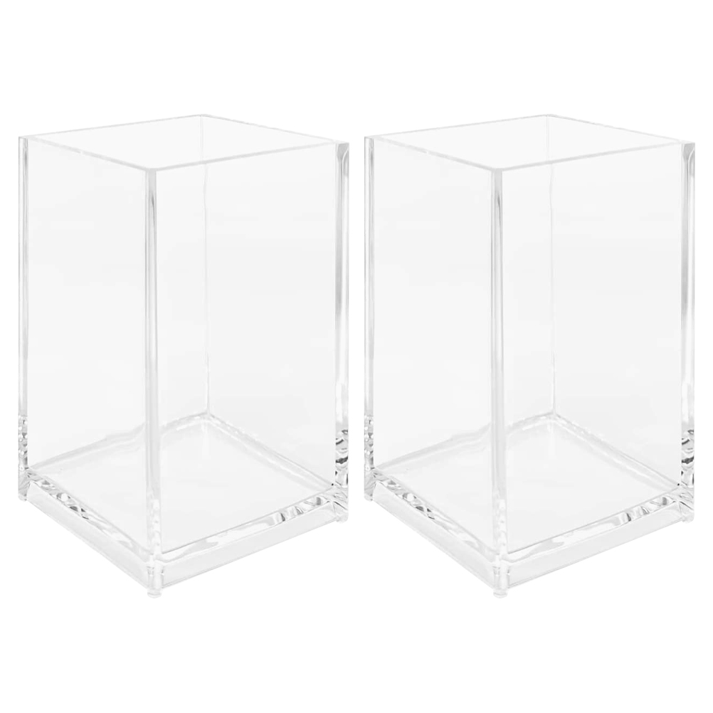 2Pcs Clear Acrylic Pen Holders Makeup Brush Holders Desk Pen Pencil