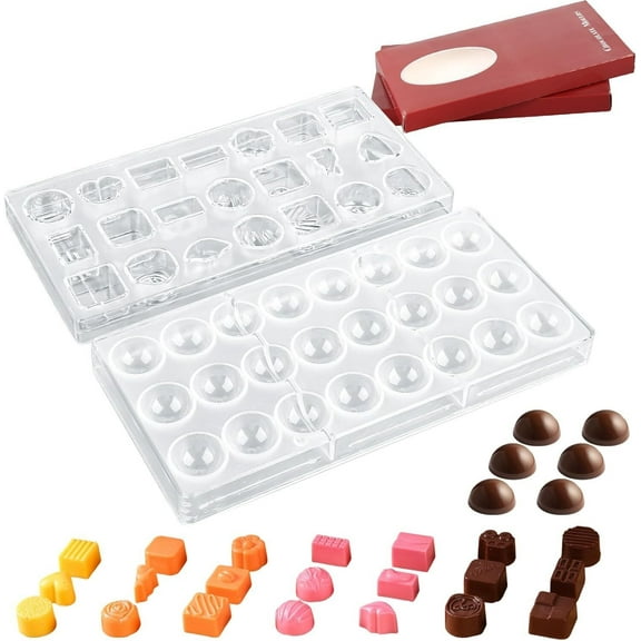 2Pcs Clear Hard Chocolate Maker Polycarbonate PC DIY Half Ball Candy Mold Mould