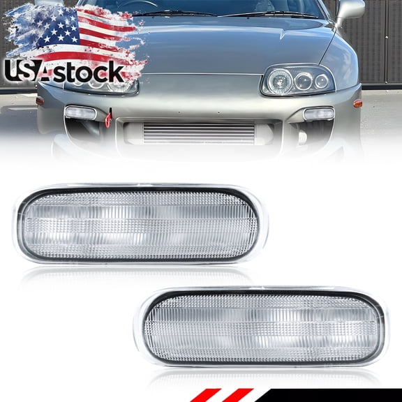 2Pcs Clear Lens Front Bumper Parking Light Turn Signal Light Turn Warning Light DRL Light Daytime Running Light Cover For For 1997 1998 Toyota Supra Mk.4 No Bulb/Socket Included