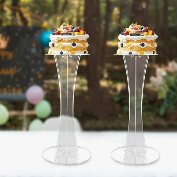 2Pcs Clear Pedestal Tall Vases Acrylic Cake Stand Party Birthday Decor Flower Rack 60cm
