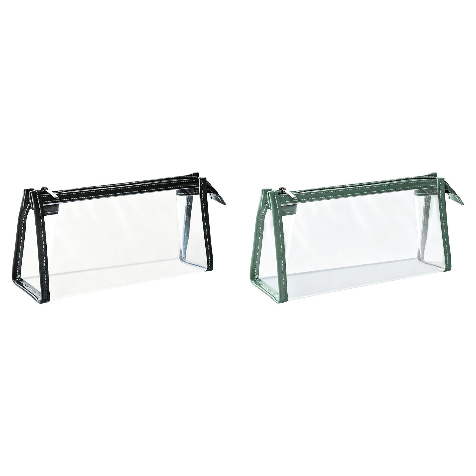 2Pcs Clear Pencil Pounch Pencil Case,Makeup Bags with Zipper,Transparent Marker Pounch Pen Bag,Waterproof Travel Cosmetic Bag,Multifonction Stationery Organizer for Students Adults Teen