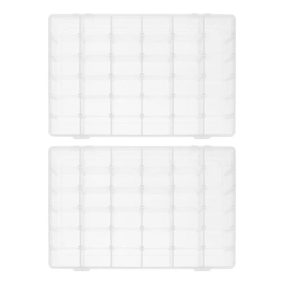 2Pcs Clear Plastic False Nail Display Tray with Classified Storage Grids for Nail Art