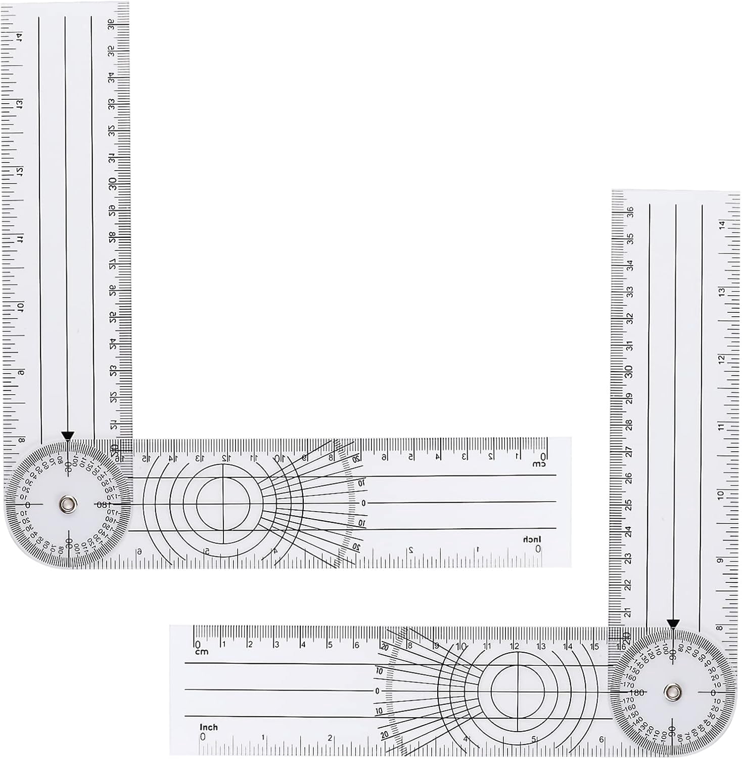 2Pcs Clear Plastic Goniometer Quick Angle Protractor Angle Finder Angle ...