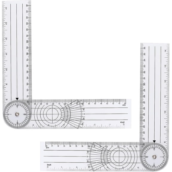 2Pcs Clear Plastic Goniometer Quick Angle Protractor Angle Finder Angle Ruler Can Rotate 360 Degree 7'' Arms Measuring Tool for School Office Measuring