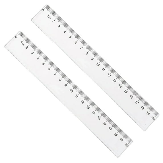 Denhf 2Pcs Plastic Ruler, Clear Ruler with Millimeter and Centimeters, Shatterproof Straight Ruler for Home Office Supplies, Metric Ruler, Classroom Must Haves, 20cm