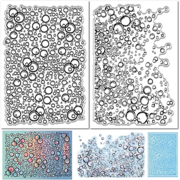 2Pcs Clear Stamp for Card Making Mix Color Drop of Water Rubber Silicone Background Reusable Transparent Seals for Journaling DIY Scrapbooking Embossing Album Photo Craft Decor colorful