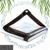 2Pcs Clear Tarp Cover, 39" x 39" Heavy Duty Transparent Plastic Tarpaulin Rain Tarp with Grommets for Garden Greenhouse Plant Cover Balcony Patio Outdoor Camping