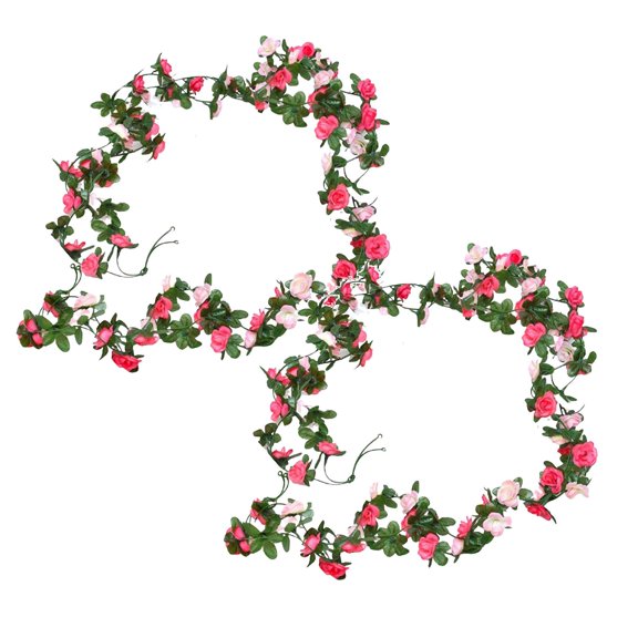 2Pcs Clearance Sale! Diy Decorative Rose Two Color Cane 2.5M 45 Head Flower ( + Rose Red) Artificial Flowers Practical Home Decor