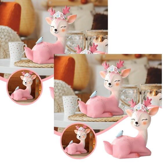 2Pcs Clearance Sale! Elegant Deer Sculpture Desktop Ornament Hand Carved Animal Figurine Home For Nature Lovers And Collectors Desktop Ornament Practical Home Decor 4.1" X 3.3"