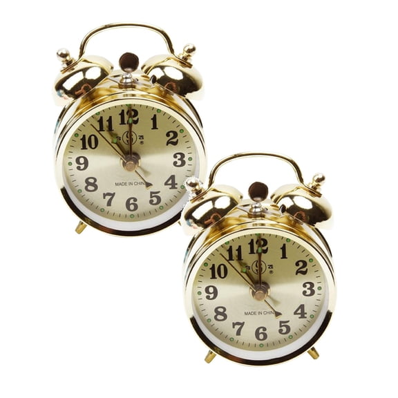 2Pcs Clearance Sale! Metal Vintage Alarm Clock Extra Loud Manual Wind Up Analog Retro Backlight Clock Practical Home Decor