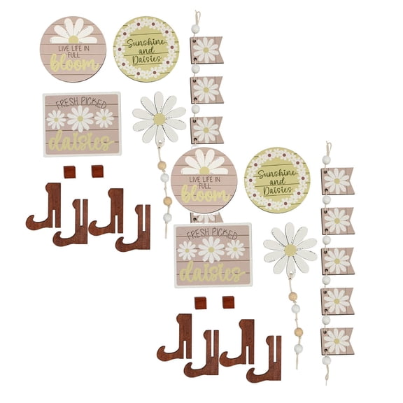 2Pcs Clearance Sale! Summer Tiered Tray Set Table Block Sign Wooden Flower Tabletop Decorations Farmhouse Flower For Spring Party Home Kitchen Tray Decoration Practical Home Decor