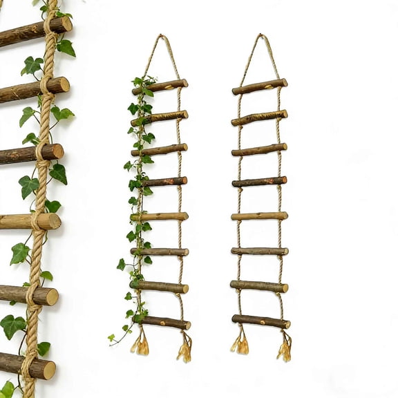 2Pcs Climbing Plants Ladder, 35.43 x 5.91in Wood Ladder Design Climbing Plants Trellis, Plant Climbing Support Ladder for Indoor & Outdoor Use