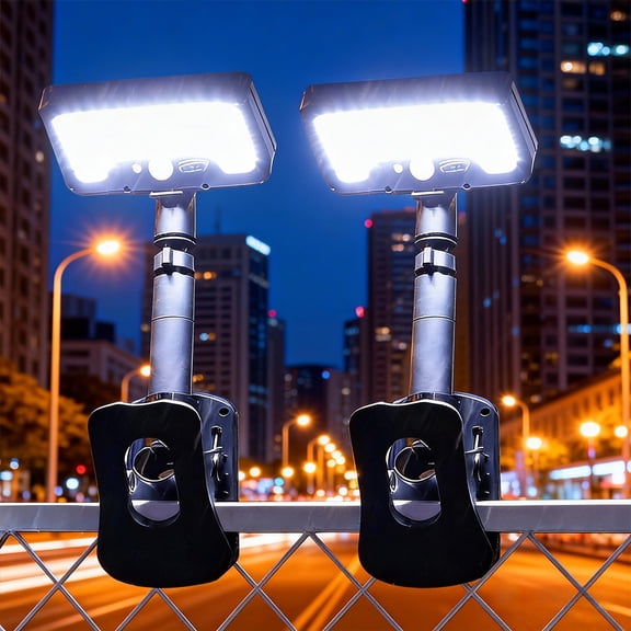 2Pcs Clip On Solar Light Outdoor, 92 LED Motion Sensor Security Light with Dual USB & Solar Charging, IP65 Waterproof Vertical Fence Light for Yard Deck Gutter Chicken Coop, Adjustable Swivel Head