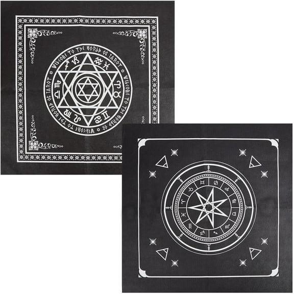 2Pcs Cloth Pentagram Star Celestial Tarot Deck Spiritual Tapestry Tablecloth Power Sacred Cloth Astrology for Divination Premium Supplies Pagan