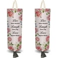 thumbnail image 1 of 2Pcs Cloth Plastic Bag Holder Rose Theme 4 Adhesive Hook Grocery Pull Rope Free Adjustment Reusable Organizer Washable Wall Mount Hanging Storage Dispenser, 1 of 9