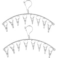 thumbnail image 1 of 2Pcs Clothes Drying Hanger with 16 Clips, Stainless Steel Sock Air Drying Rack, Windproof Anti-Lost for All Small Laudry Item and Herbs, 1 of 4