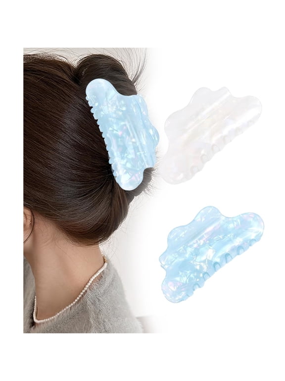 2Pcs Cloud Claw Hair Clips 2 Colors Acrylic 4.1x2 inch Strong Hold for Thick Thin Hair Styling Accessories Mixed Color