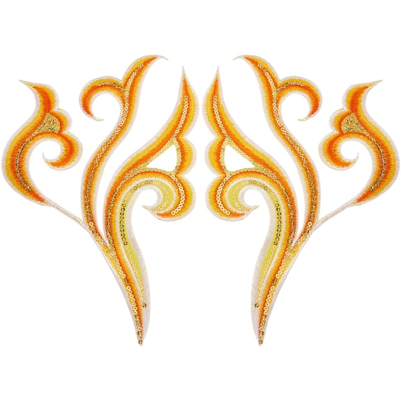 2Pcs Cloud Clothing Computerized Embroidery Cloth Iron on/Sew on Patches Costume Accessories Appliques Orange 330x210x1mm