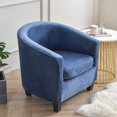 thumbnail image 1 of 2Pcs Club Chair Slipcover Printed Stretch Tub Chair Slipcover Armchair Covers Sofa Cover Removable Round Barrel Chair Covers Couch Furniture Protector Cover for Living Blue, 1 of 1