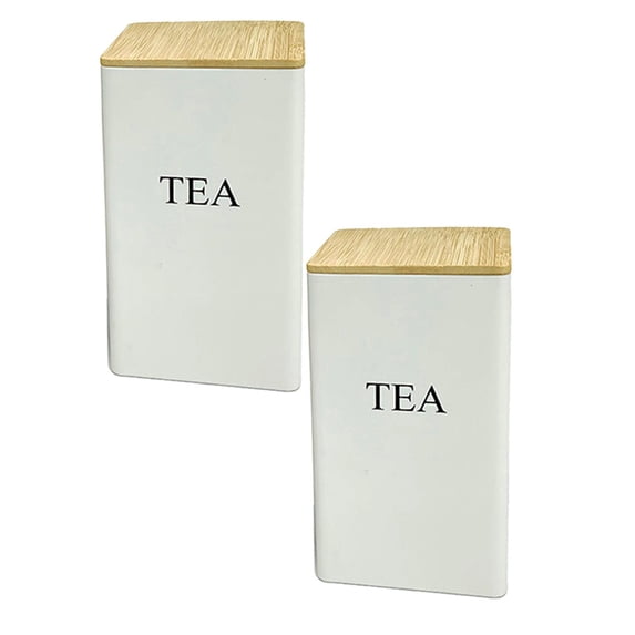 2Pcs Coffee Tea Container Metal Vintage Kitchen Canister With Airtight Lids Food Storage Container Jars For Kitchen Counter Farmhouse Kitchen Home Food Storage