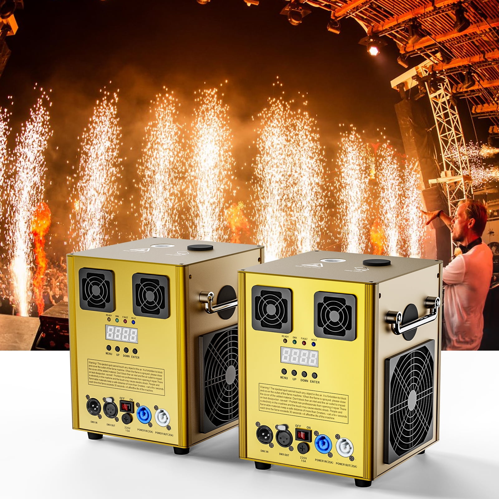 2Pcs Cold Spark Machine,Stage Effect DMX Firework Machine for DJ Event
