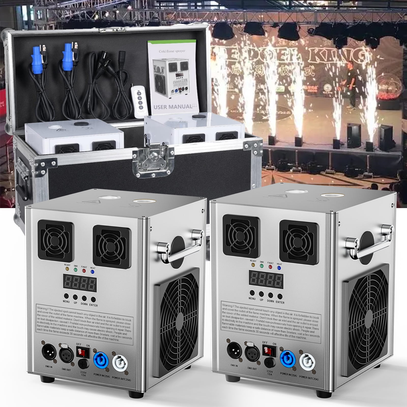 2Pcs Cold Spark Machine Stage Equipment Special Effect Machine with Wireless Remote Control