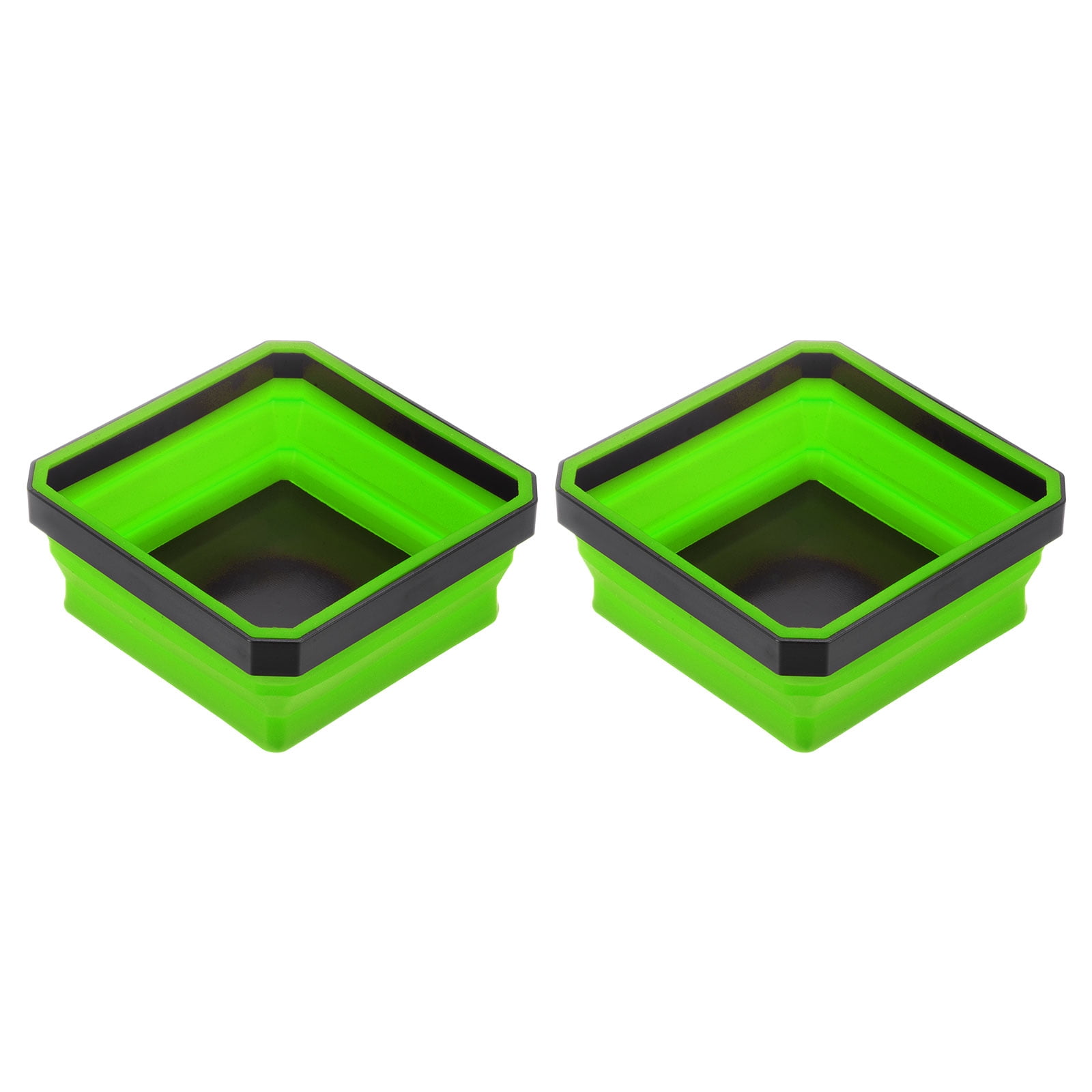 3-Piece Collapsible Magnetic Parts Tray Set – 4.5 Inch Foldable Silicone Bowls With Magnetic Base, Green
