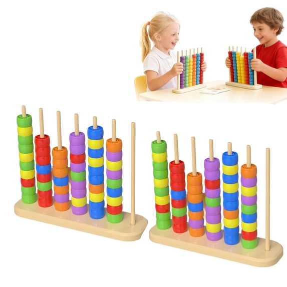 2Pcs Color Stack Challenge Game of Tabletop Brain Teaser for Ages 3 to 6 Wooden Board Game for Family Friend Friendly Fun