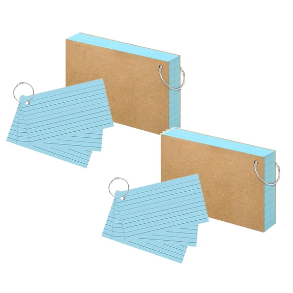 2Pcs Colored Index Cards 3X5 Inch Heavyweight Flash Cards with Ring Lined Flashcards Note Cards for Studying School Supplies College, 100 Count Blue Happy 2026!