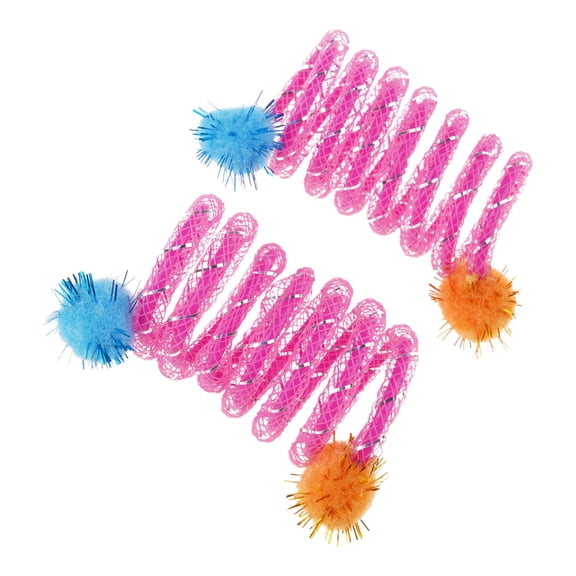 2Pcs Colorful Coils Spring with Plush Cats Chew Toy for Indoor and Outdoor Play Stimulating Curiosity and Hunting