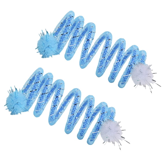 2Pcs Colorful Coils Spring with Plush Cats Chew Toy for Indoor and Outdoor Play Stimulating Curiosity and Hunting