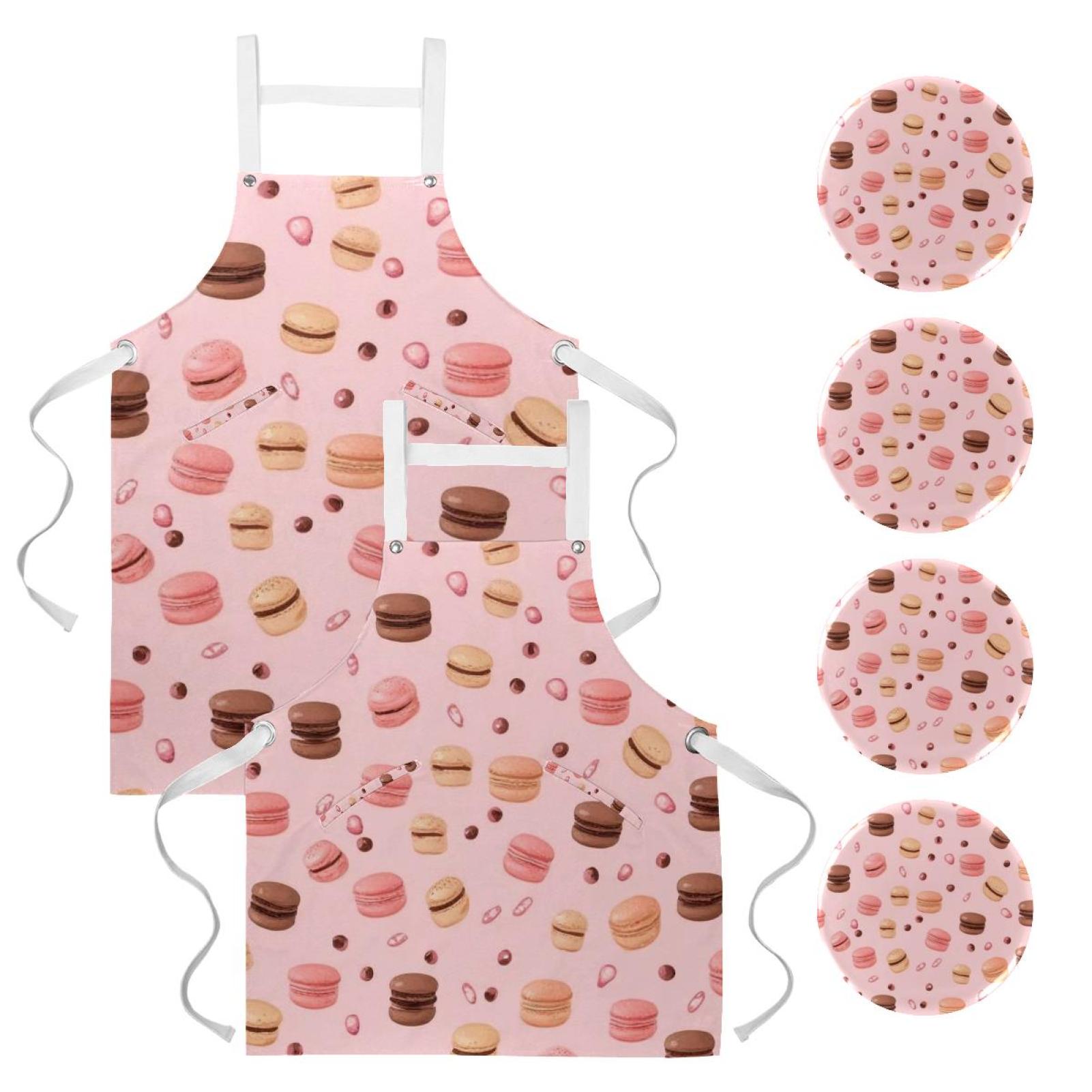 2Pcs Colorful Dessert Art Versatile Aprons Set Kitchen, Baking