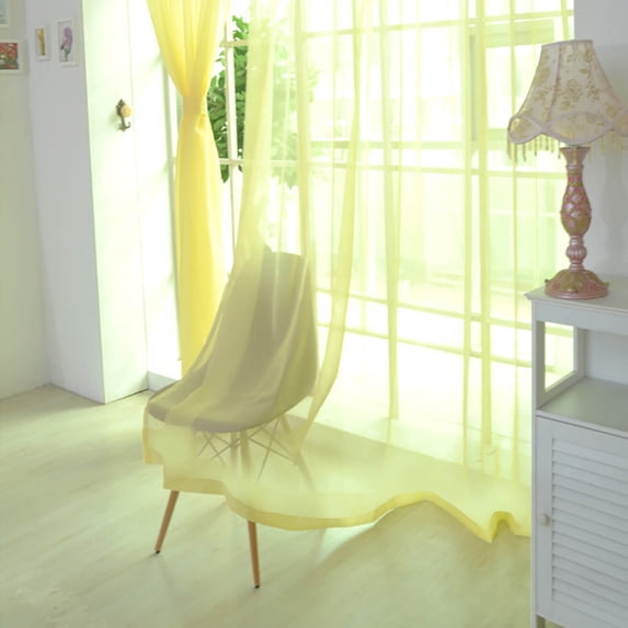 2Pcs Colorful Gauze Door And Window Curtains, Glass Gauze Curtains, Transparent Window Screens