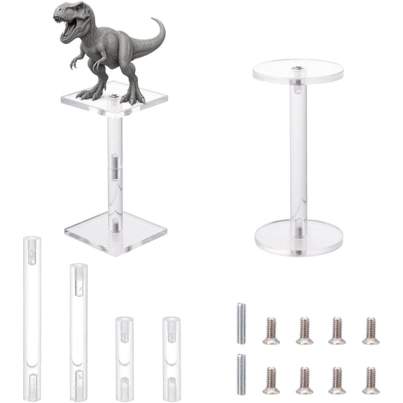 2Pcs Combat Risers for Flying Miniatures 2 Heights Flight Acrylic Stands Model Riser with 2" Square Bases for Tabletop Airplane and Games Display Clear